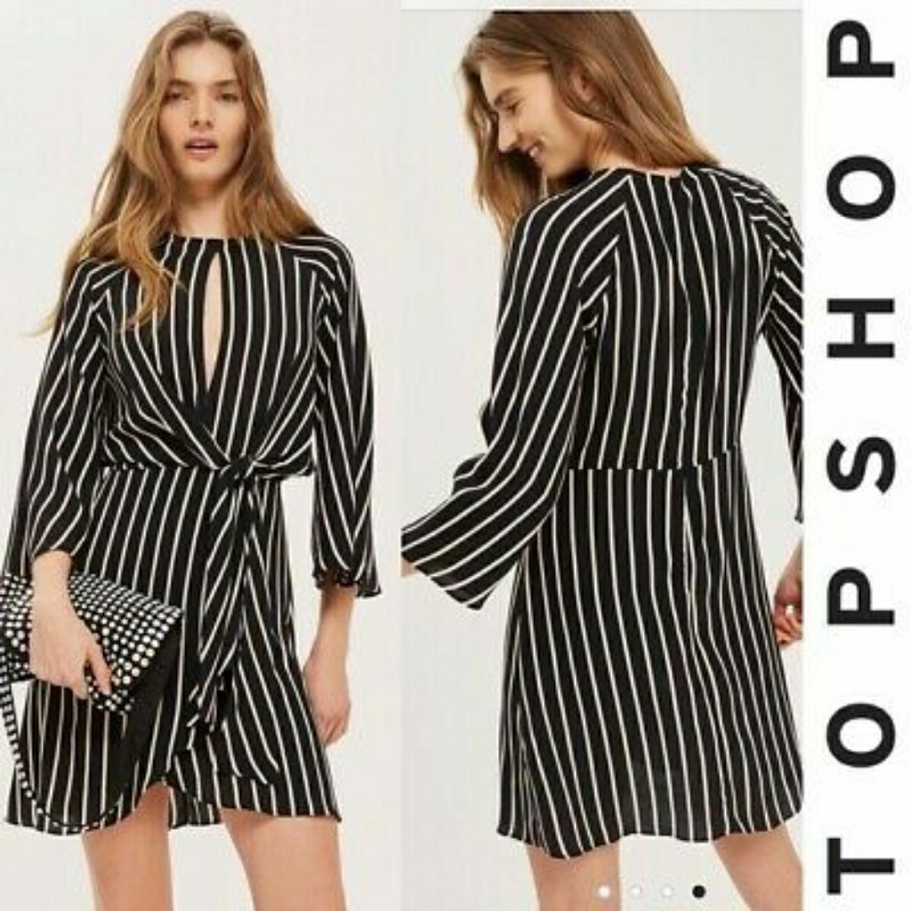 Topshop tie front mini dress
